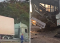 Acidente entre carreta e ônibus interdita BR-101 em Campos
